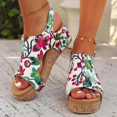 Босоножки с пайетками на покатом каблуке Женская обувь в европейском и американском стиле Легкие босоножки с покатым каблуком, увеличивающие рост