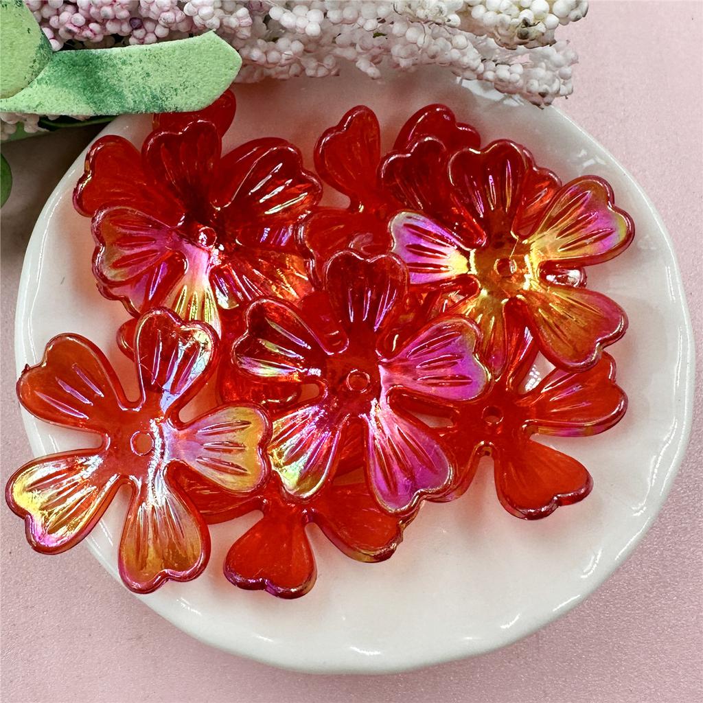 Hanmade Beads Necklace Pendant DIY Beads Acrylic Flower Beads 10Pcs 26.5mm Bead Jewelry Making