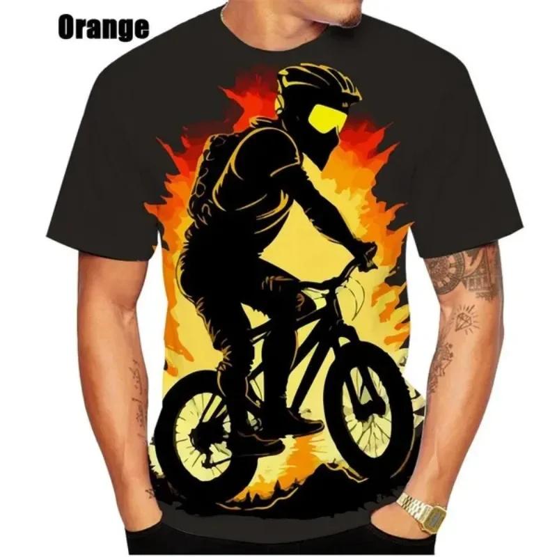 Новая велосипедная футболка, мужская одежда для велоспорта, одежда с 3D велосипедным рисунком, большие топы с короткими рукавами, уличные мужские футболки 2024