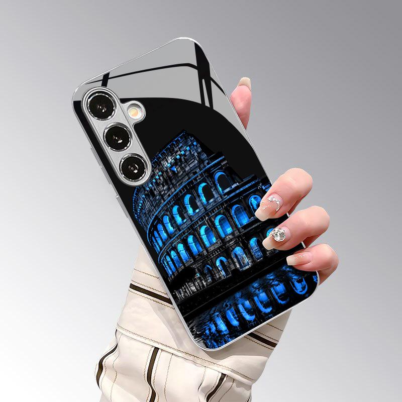 Чехол для телефона с рисунком Колизея 2D для Samsung S26 S25 S24 S23 S22 S21 S20 A56 A36 A16 - Гальванизированная стеклянная защитная крышка