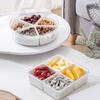 Round Plastic Divided Serving Tray with Lid 4/5 Individual Dishes Food Storage Containers Snack Fruit Veggie Candies Serving Platter Home Supplies