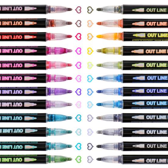 12/24/36 шт., мерцающий контурный маркер, сделай сам, подарочная бирка, поздравительная открытка, художественные проекты, детский рисунок, живопись, каракули, металлическая двойная линия, блестящая жидкость