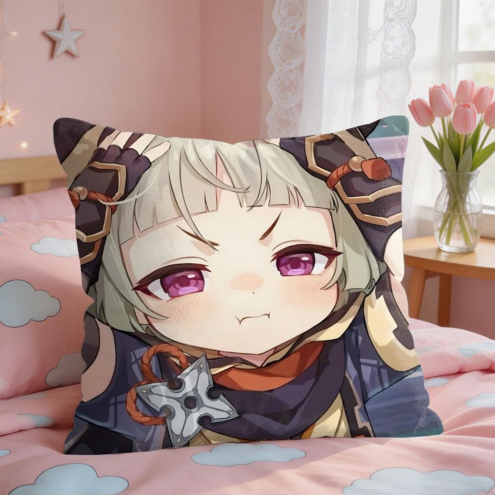 Sayu Genshin Impact Cushion Cover Square Short Plush Pillow Case Living Room Sofa Home Decor Funda X