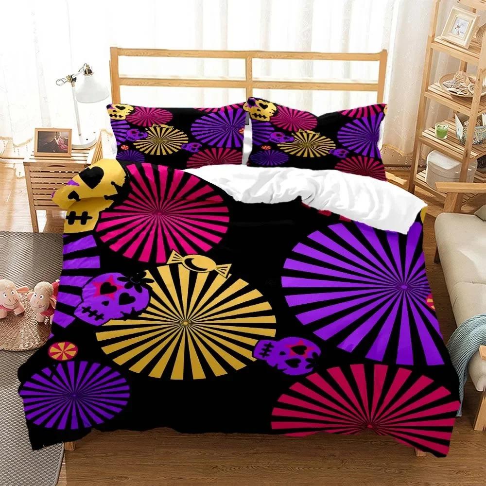 Персонализированный цифровой принт с черепом, полиэстеровое постельное белье для мальчиков и девочек, три предмета, удобное, мягкое, подарок для пары