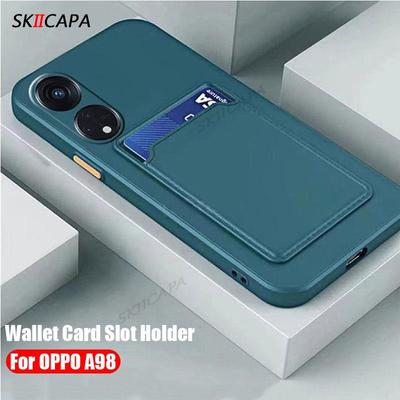 Силиконовый чехол-кошелек с отделением для карт A98 для Oppo A98 A1 5G A58 A78 A17K A57 A77 A16 A55 A54, защита камеры ярких цветов, противоударная мягкая задняя крышка