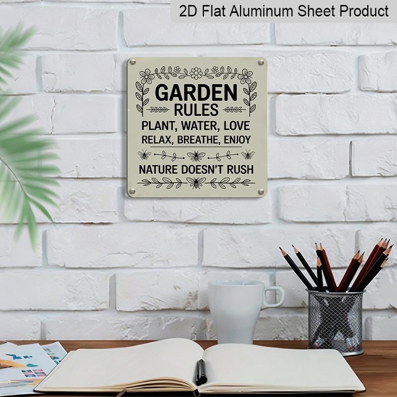 2D Flat 1pc, Vintage Metal Aluminum Sign, Outdoor Plaque and Wall Decoration, Garden Rules Sign, Courtyard Decoration, Living Room Decoration, Study