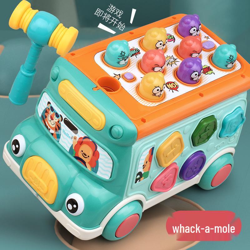 705 Kids' Whack-a-Mole Cartoon Bus: Bilingual Car Whacking Game