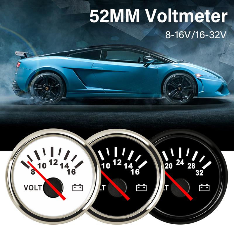 New 52mm Waterproof Voltmeter Universal Volt Gauge Meter 8-16V 16-32V with Red Backlight For Boat Automobile Yacht