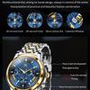 Мужские кварцевые часы, водонепроницаемые, светящиеся, с тремя глазами, 24-часовой циферблат, ежемесячное смотровое окно, календарь, мужские деловые модные часы