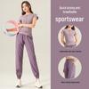 Women's High-End Quick-Dry Yoga & Running Set: Summer Half-Zip Short Sleeve Top with Loose Casual Ice Silk Pants