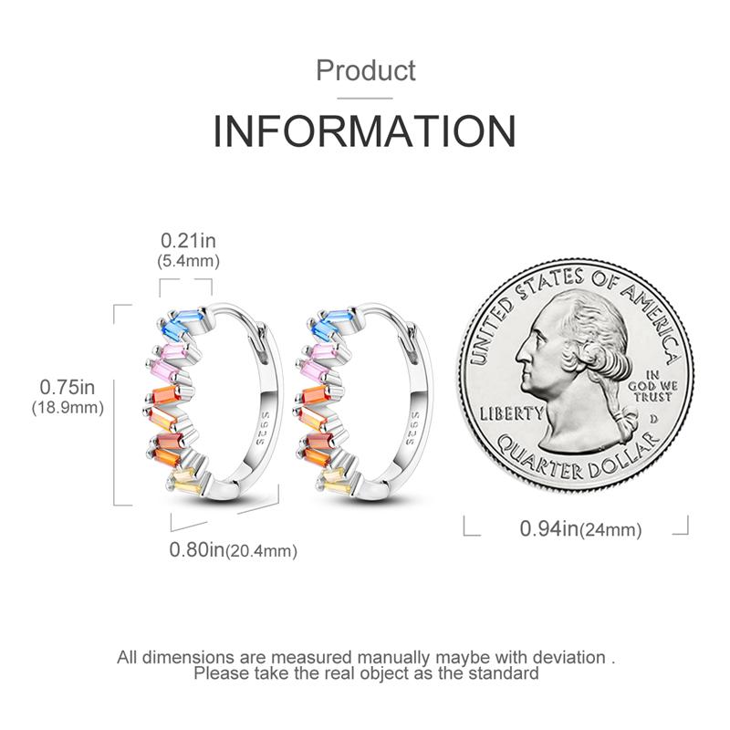 Classic Earrings 925 Silver Colorful CZ Hoop Earrings for Women Birthday Party Wedding Engagemen Gift Jewelry