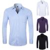 Мужская весенняя и деловая однотонная повседневная рубашка с лацканами и длинным рукавом