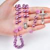 Catholic Purple Glass Beads Rosary Necklace For Women INRI Cross Crucifix Pendant Rose Chain Fashion Religion Jewelry