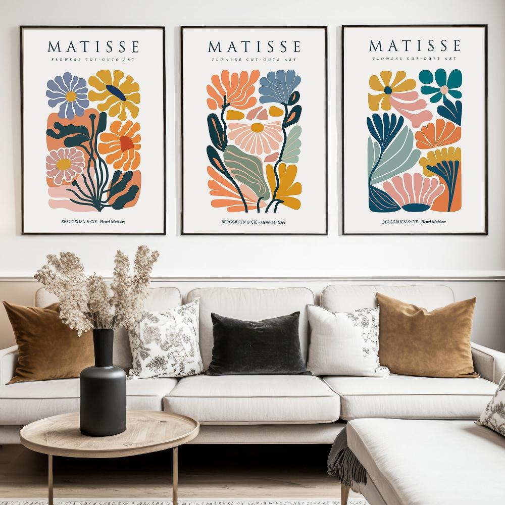 Matisse Flower Market Prints Boho Flower Art Bedroom Wall Décor Living Room Wall Print Exhibition Mid Century Modern Art Prints