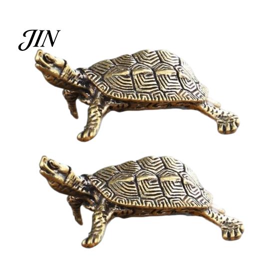 Vintage Brass Turtle Figurine Metal Statues, Gold Figurines, Decorative Animal Style Sculpture Ornament, Small Desktop Decoration for Office