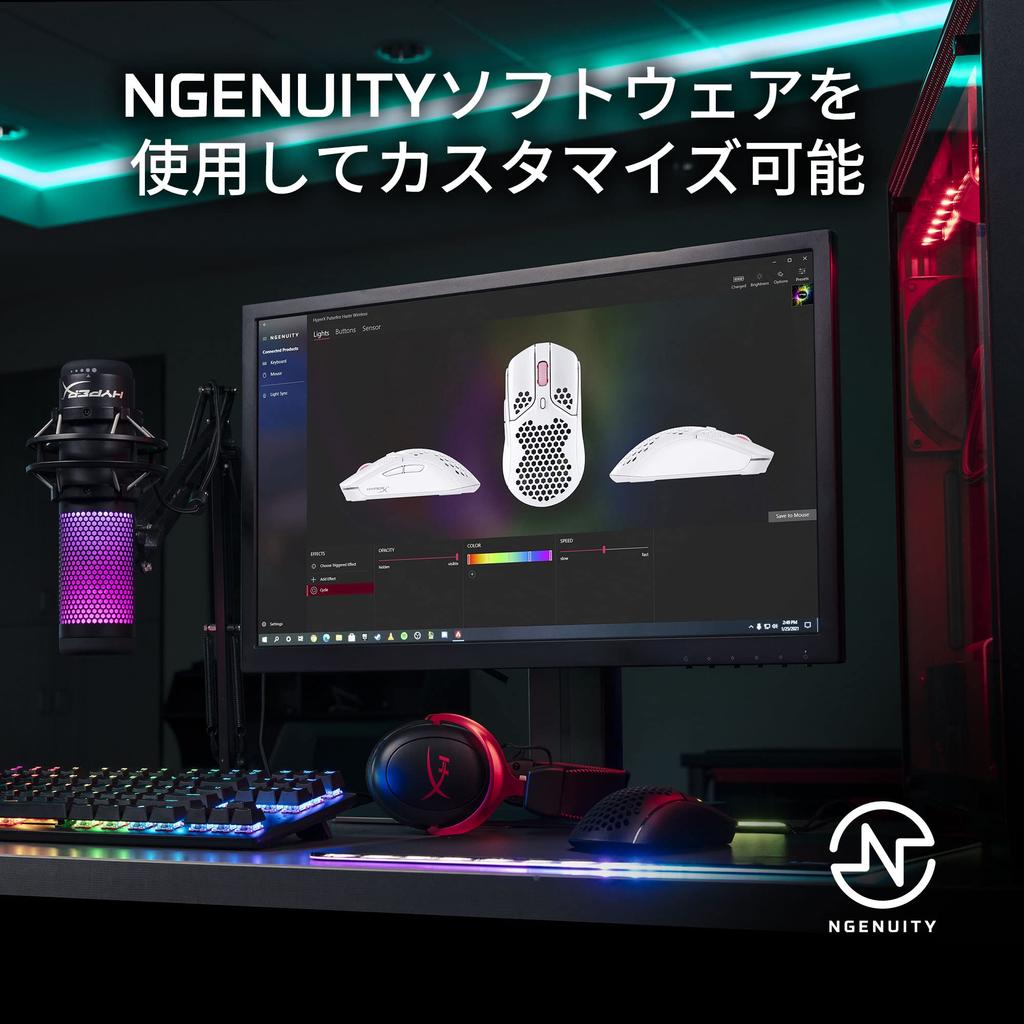 HYPERX HyperX Pulsefire Haste Wireless Gaming Mouse for Gamers Ultra Light Hex Shell Design 62 Grams White 2 Years 4P5D8AA