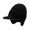 Winter Knitted Hat Solid Color Men Women Thickened Fleece Lining All-weather Hat Cold Weather Outdoor Headwear