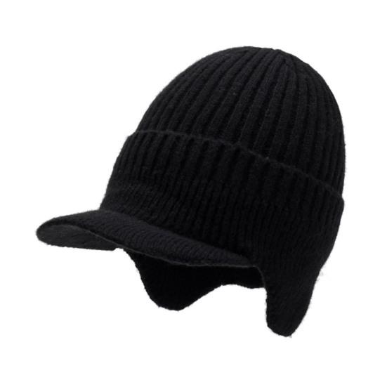 Winter Knitted Hat Solid Color Men Women Thickened Fleece Lining All-weather Hat Cold Weather Outdoor Headwear