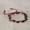 Браслет из макраме с гранатом бордового цвета натуральной огранки из натурального камня