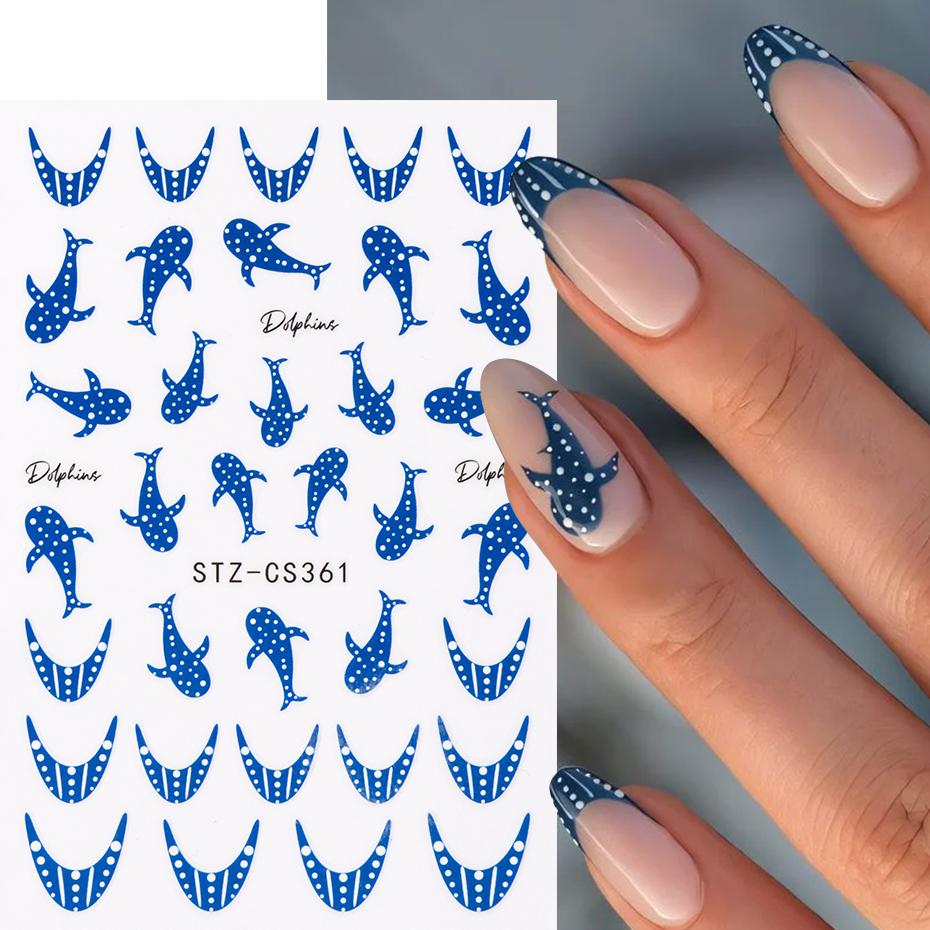 Xiaomi 2pcs Blue Ocean Nail Art Stickers Decals Whale Octopus Coral Starfish Seashell Bubble Summer Nail Sliders Manicure Decorations