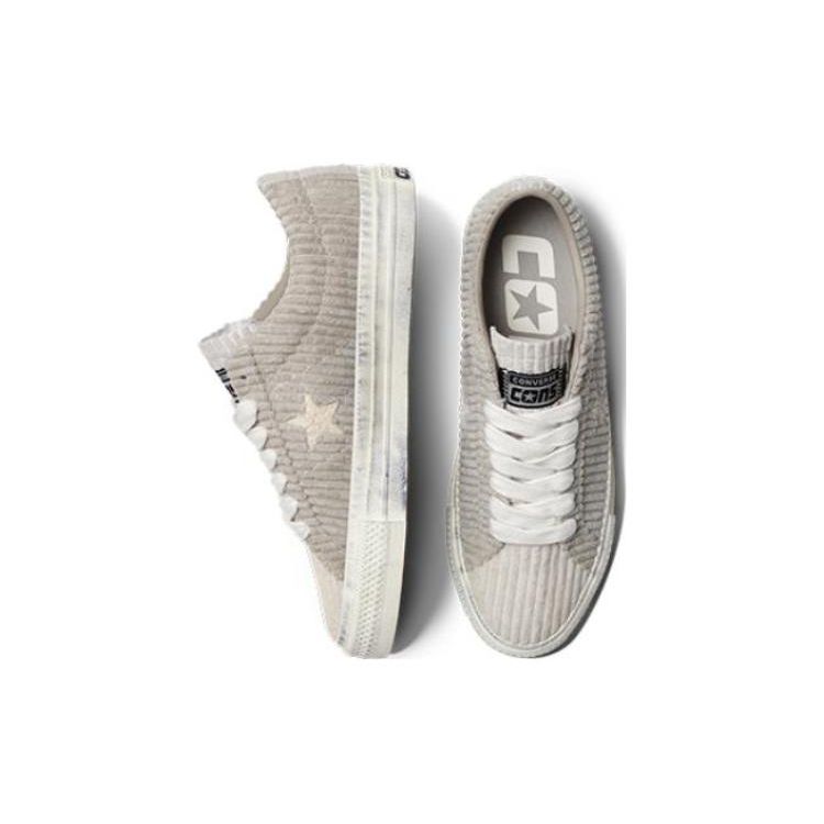 Converse One Star Pro Бежевые рваные кроссовки унисекс Кремово-серые A04972C