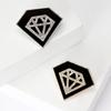 New Fashionable Diamond Shaped Brooch with Simple and Retro Diamond Inlaid Pin for Women's Clothing Accessories Corsage