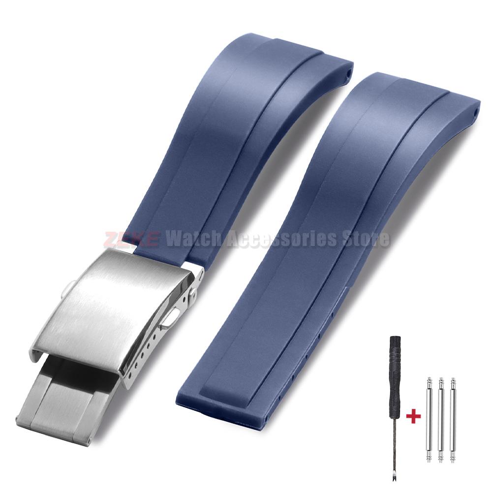 Силиконовый ремешок для часов 20 мм для Rolex для Water Ghost Green Водонепроницаемый резиновый ремешок для часов Цельный регулируемый браслет с раскладывающейся застежкой