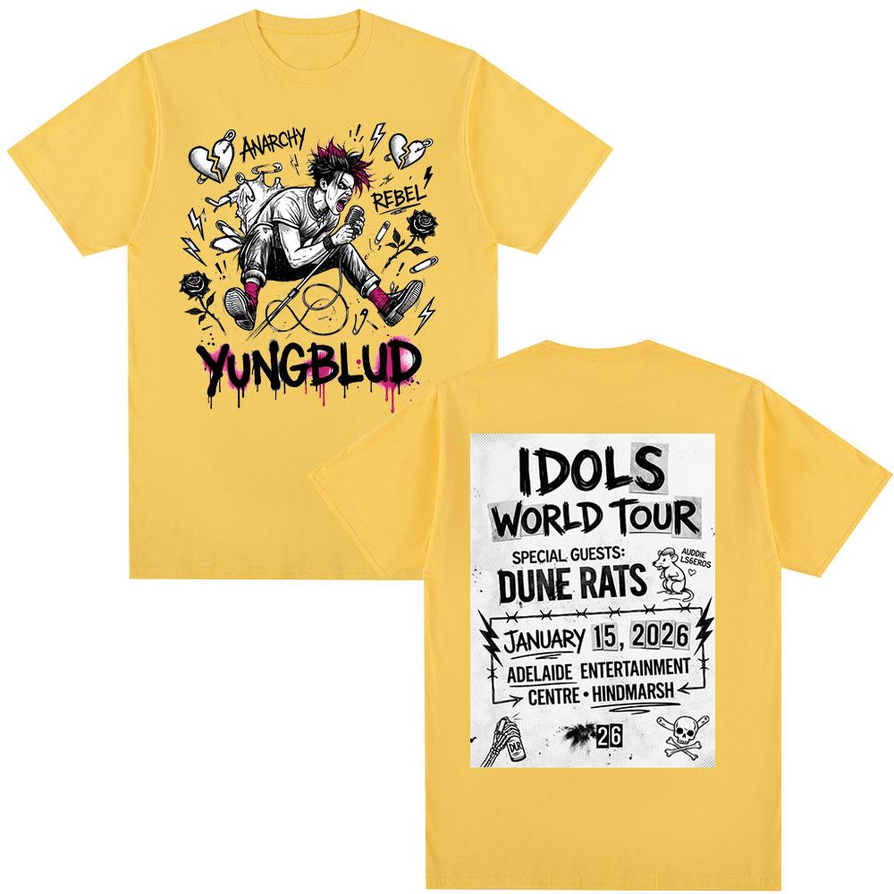 Singer Yungblud IDOLS World Tour 2026 Tshirts Fan Gifts Mens Clothing Fashion Short Sleeves Tshirt Cotton Summer T Shirt Tops