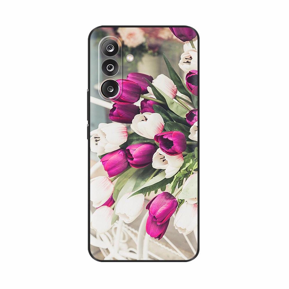 Чехол для Samsung M36 5G M366B Милые Цветы Кот Расписной Ударопрочный Силиконовый Задний Чехол Для Телефонов Samsung Galaxy M36 M35 M34