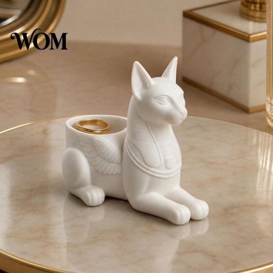 Unique Cat Home Decor Egyptian Statue, 3D Printed Bastet Figurine with Storage, God Statue Mythical Creature Desk Organizer for Office, Collectible