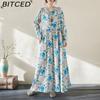 Ленивый ветер плиссированное тонкое модное платье с высокой талией литературный сладкий темпераментный принт стареющее повседневное свободное платье для женщин