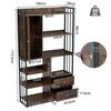 Bookcase, 6 Shelf Bookcase with Doors And Drawers Floor To Ceiling Bookcase, Industrial Bookcase, Steel Shelf,