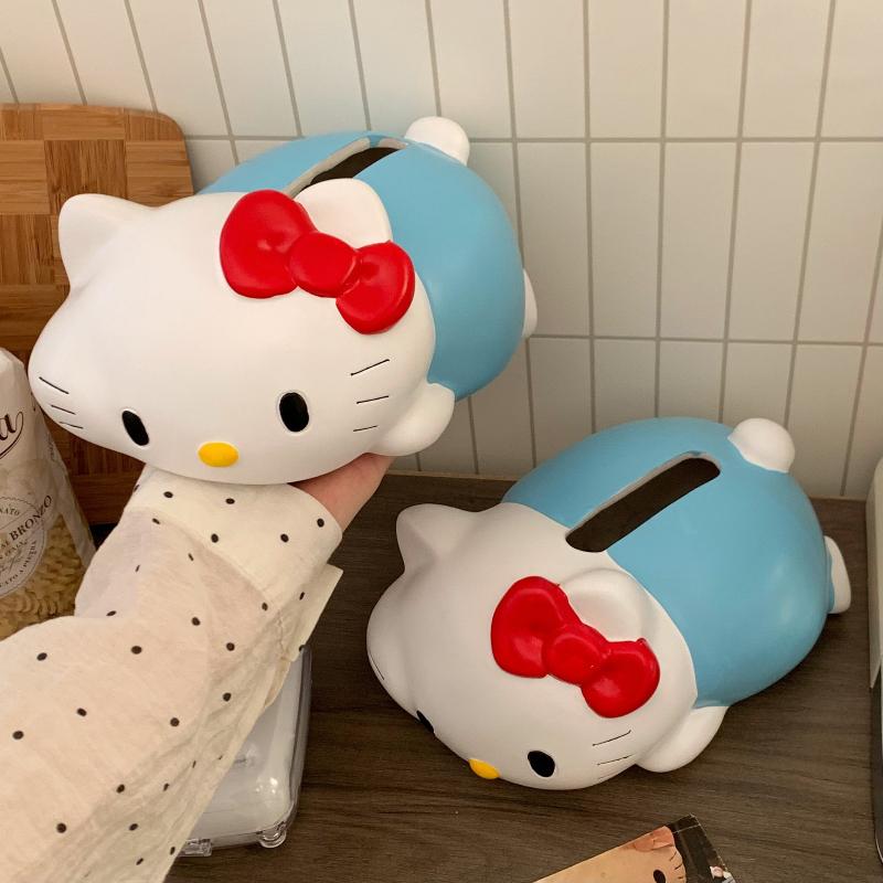 Милая Коробка для салфеток Hello Kitty Аниме Хелло Китти Органайзер для настольных салфеток Хранение туалетной бумаги в ванной Комнатный декор Подходит для детей Развлекательный Веселый Игровой Безопасный