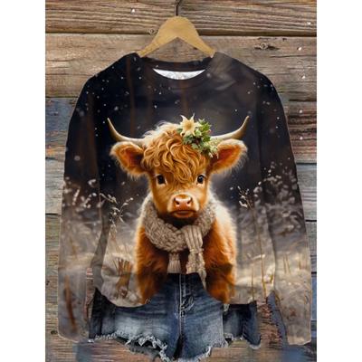 Женская толстовка с капюшоном 3D с принтом коровы из мультфильма Повседневная толстовка с капюшоном с круглым вырезом Модные женские толстовки Весна Осень Пальто Sudaderas Femme