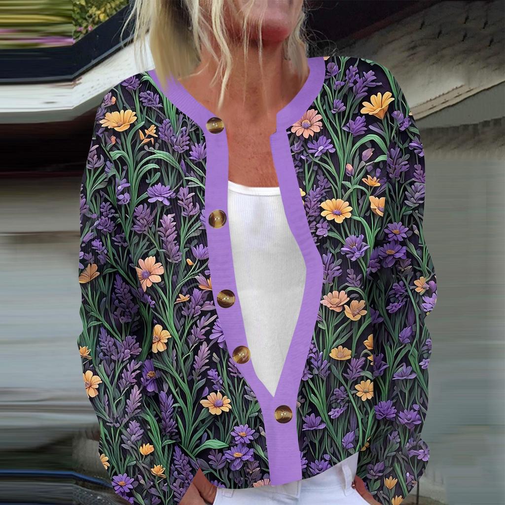 Women's Fashion Long Sleeve Christmas Snowman Snowflake Print Jacket Cardigan