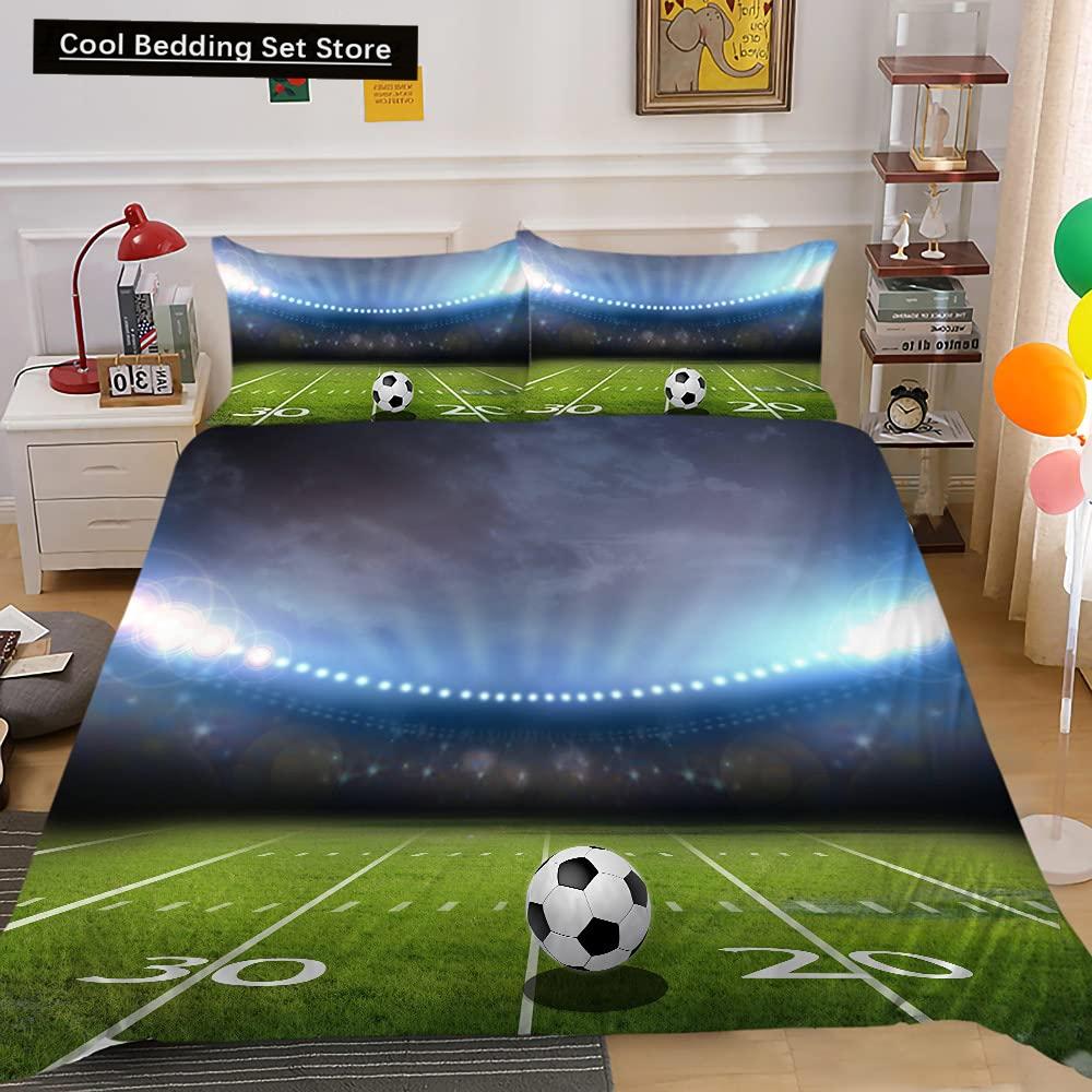 Зеленый футбольное поле King Queen пододеяльник футбольное поле одеяло покрывало мальчики мужчины спортивные игры комплект постельного белья полиэстер пододеяльник