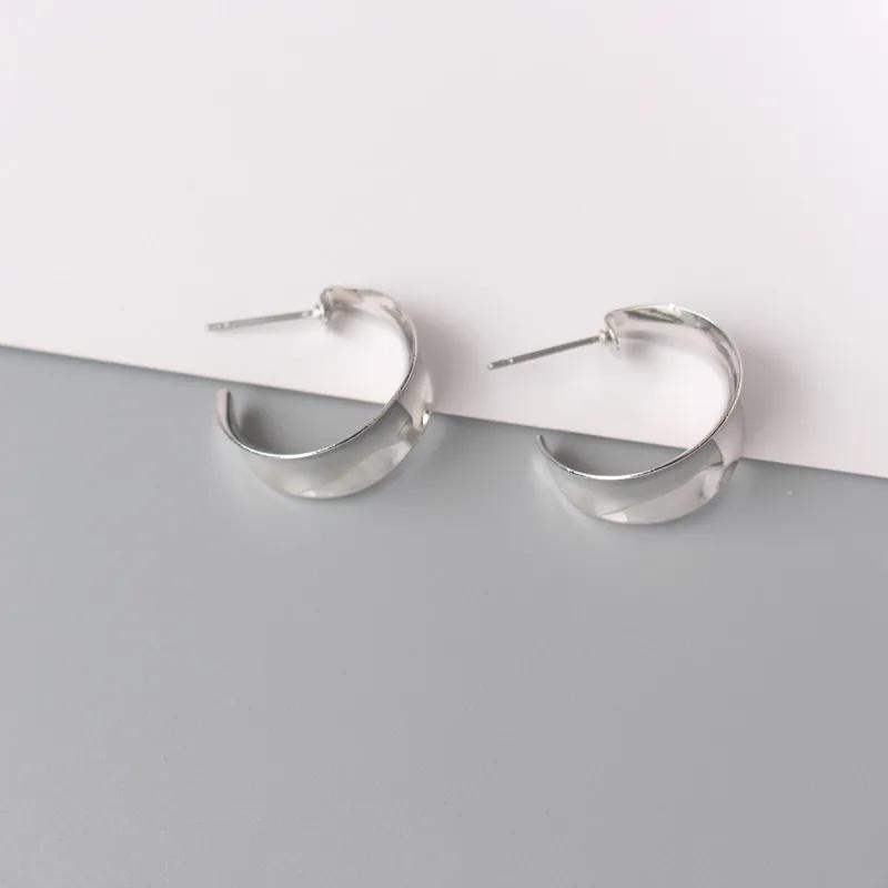 C-shaped Stud Earrings for Women Curved Surface Personality Earring Gold Color Metal Earrings Femme Unusual Earrings Orecchini