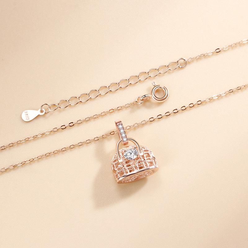 Простое колье-сумка, женское нишевое колье Spice Girl с инкрустацией бриллиантами, универсальное, высокого класса, цепочка на шею.