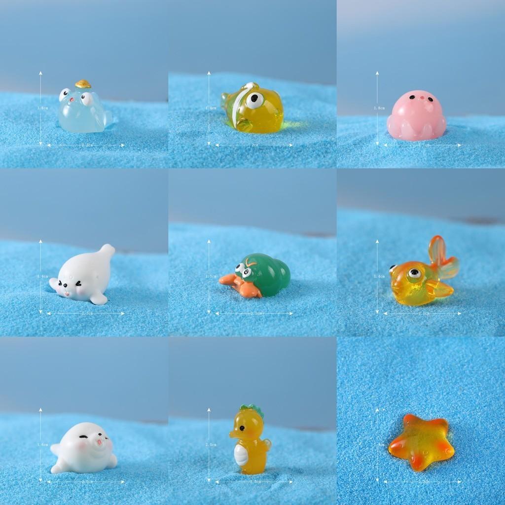 Adorable Resin Ocean Animal Figurines With Cute Cartoon Designs Including Whale Jellyfish Hermit Crab And More