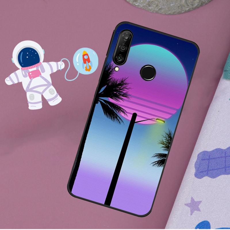 Ретровейв Неоновое Пальмовое Дерево Для Huawei Nova 10 9 SE 11 Pro Y60 Y70 Y90 Y61 Y91 Y72 Y73 12i 11i 8i P20 P30 P40 Lite Чехол