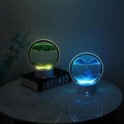 USB светодиодная RGB лампа для песка, ночник с движущимся песком, 7 цветов, свет в виде песочных часов, 3D настольная лампа с движущимся песком, рождественский подарок