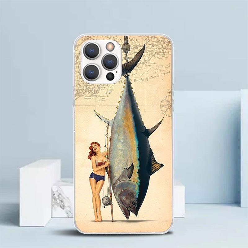 Морская рыбалка Рыбалка Рыба Удочка Чехол для телефона Для IPhone 16 17 Air 16E 15 14 Plus 13 Mini 12 11 Pro Max 7 8 + SE 2020 Мягкий ТПУ Ba