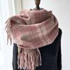 Scarf For Women, Autumn And Winter, High-End Feeling, Imitation Cashmere Plaid Tassel Shawl, Student Thick And Warm Scarf