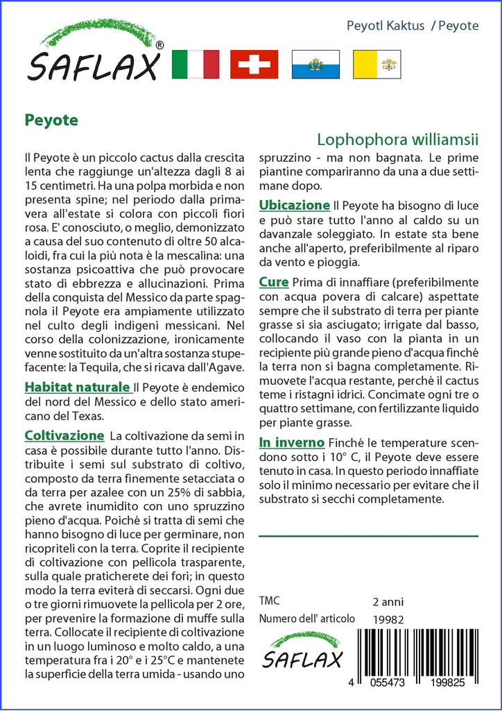 SAFLAX Пейот - 20 семян - Lophophora williamsii