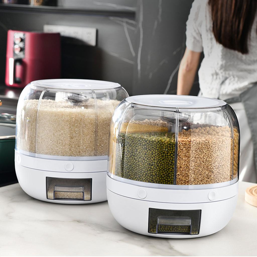 Grains Separate Storage Box Sealed Rotating Rice Bucket Home Insect Damp Proof Rice Storage Tank L 27x27cm 10.6x10.6in