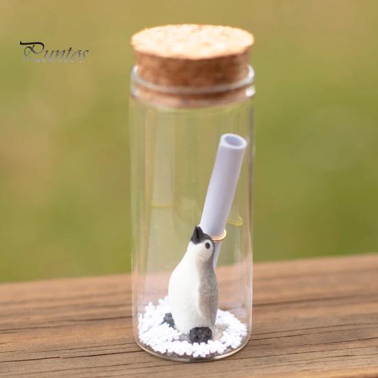 Penguin Message In A Bottle Gift Romantic Handwritten Letter Snowflake Penguin In Glass Bottle for Mother's Day Anniversary Valentine's Day Gift