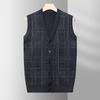 Кардиган Жилет Осень Мужской Без рукавов Однобортный Жилет Вязаный Утепленный Теплый Мужской Жилет.