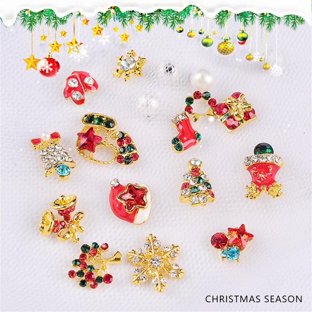 Christmas Glitter Nail Art Decorations Rhinestones Charm Nail Gems Jewelry Fake Nails Accessories Manicure Supplies Tools