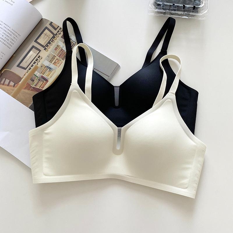 Traceless underwear women's summer thin small breasts gather and close secondary breasts, new jelly strips, anti-sagging bra