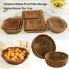 Многостилевая имитация ротанговой фруктовой тарелки, ретро плетеная ручная корзина для хранения, ротанговая плетеная чайная подставка, корзины для пикника, закусок, мелочей